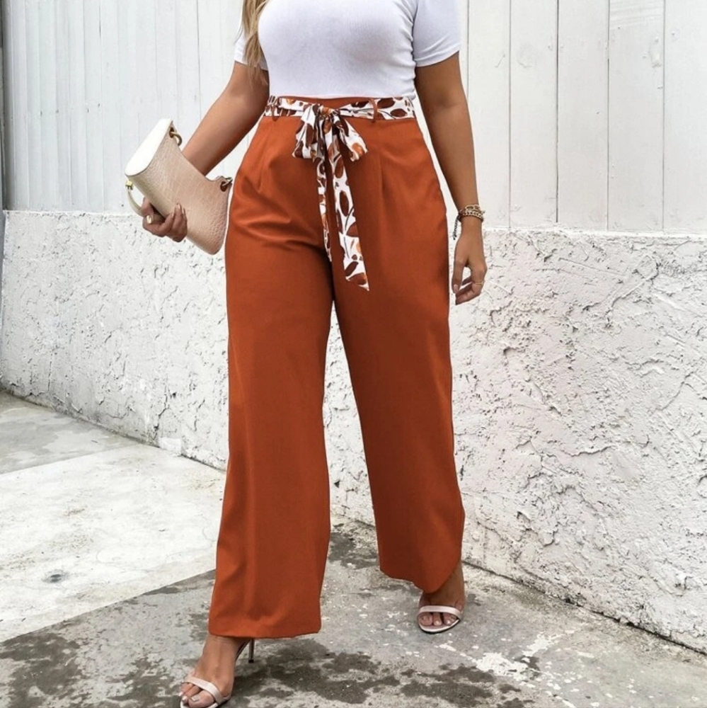 SHEIN PLUS ORANGE WIDE PANTS